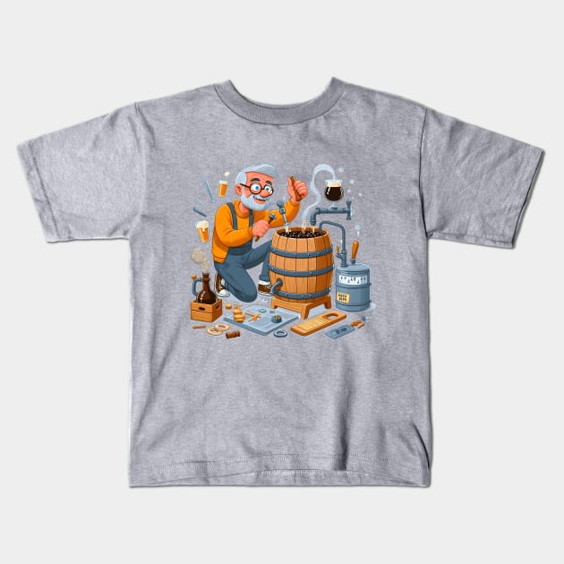 Crafting Man:  Craft beer Brewing Grandpa Keg Kids T-Shirt by MugMusewear